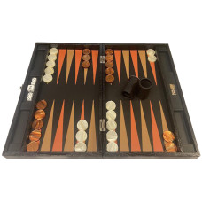 Backgammon Board Deluxe L Genuine Leather in Black