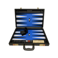 Backgammon board in black & blue L Popular for 40 mm Stones