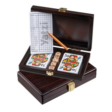 Set of Playing Cards & Yatzy in wooden box