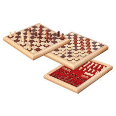 Draughts 10x10 & Chess 8x8 Two In One Combo Natur (2803)